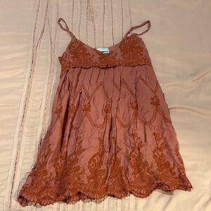 Urban Outfitters Rust Embroidered Dress